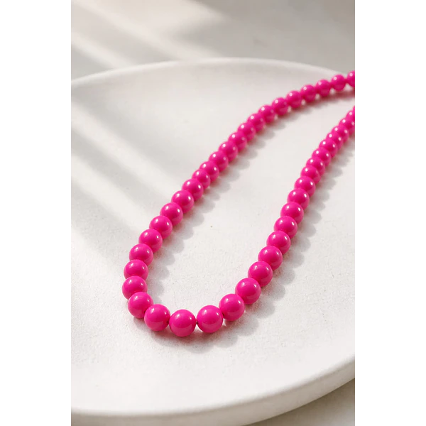 Perla de vidrio pintado 8 mm color fucsia tira de 54 unidades
