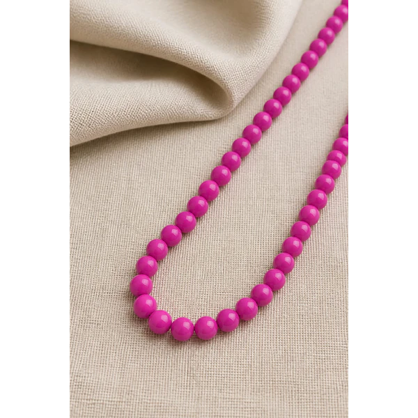 Perla de vidrio fucsia 6 mm tira de 72 piedras aprox