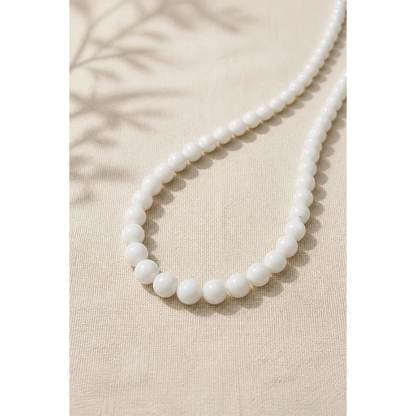 Perla de vidrio blanco, 6 mm, tira de70 perlas