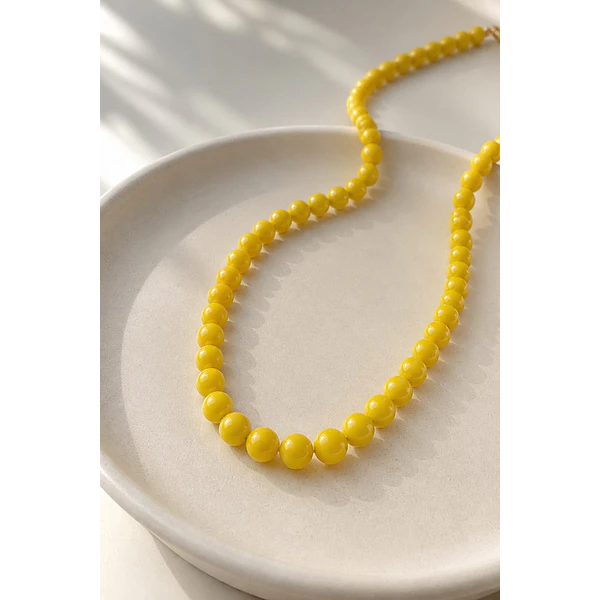 Perla de vidrio amarillo de 6 mm, tira de 72 perlas aprox