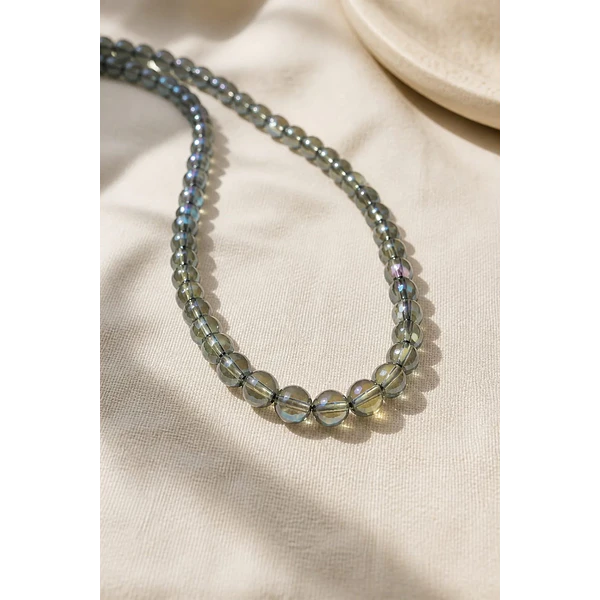 Perla de vidrio gris tornasol de 6 mm, tira de 72 perlas aprox