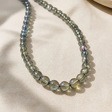 Perla de vidrio gris tornasol de 6 mm, tira de 72 perlas aprox