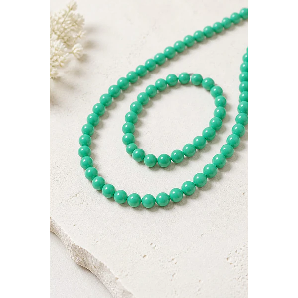 Perla de vidrio pintado 6 mm color jade tira de 72 unidades