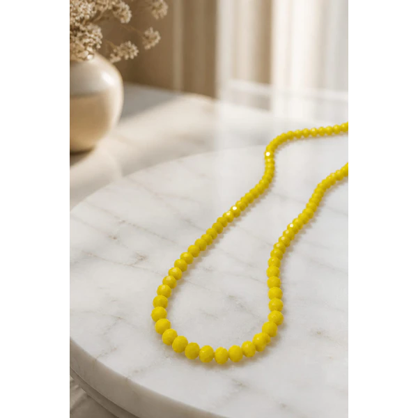 Cristal facetado color amarillo 4 mm, tira de 125 cristales aprox
