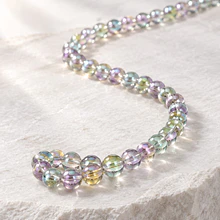 Perla de vidrio tornasol de 6 mm, tira de 72 perlas aprox