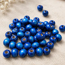 Cuenta de madera AZUL 10 mm, bolsa de 25 grs. , 80 cuentas aprox
