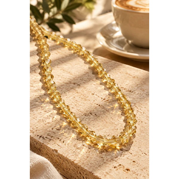Cristal tupi 4 mm, color CAFE CLARO, tira de 75 cristales aprox