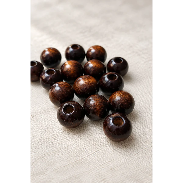 Cuenta de madera CAFE 18 mm, bolsa de 25 grs. , 16 cuentas aprox