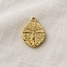 Colgante baño de oro con crucifico, 18 k, 16 mm, por unidad