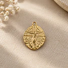 Colgante baño de oro con crucifico, 18 k, 16 mm, por unidad