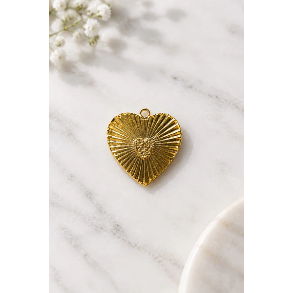 Colgante baño de oro en forma de corazón, 23 x 22 mm, por unidad