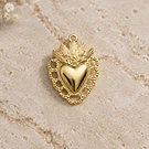 Colgante corazón detente baño de oro 18 k, color oro claro, 28 x 22 mm, por unidad