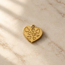 Colgante corazón baño de oro, 20 x 19 mm, 1 mm, de grosor, por unidad
