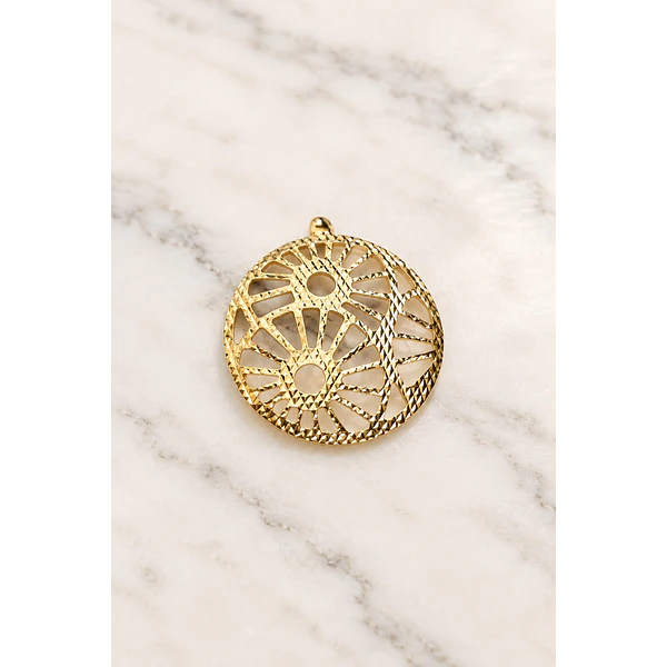 Colgante baño de oro con diseño, 23 mm, por unidad