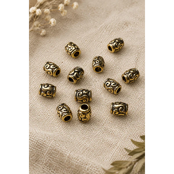 separador dorado con diseño 6 x 4 mm, agujero de 2,5 mm, set de 12 unidades