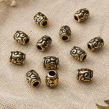 separador dorado con diseño 6 x 4 mm, agujero de 2,5 mm, set de 12 unidades