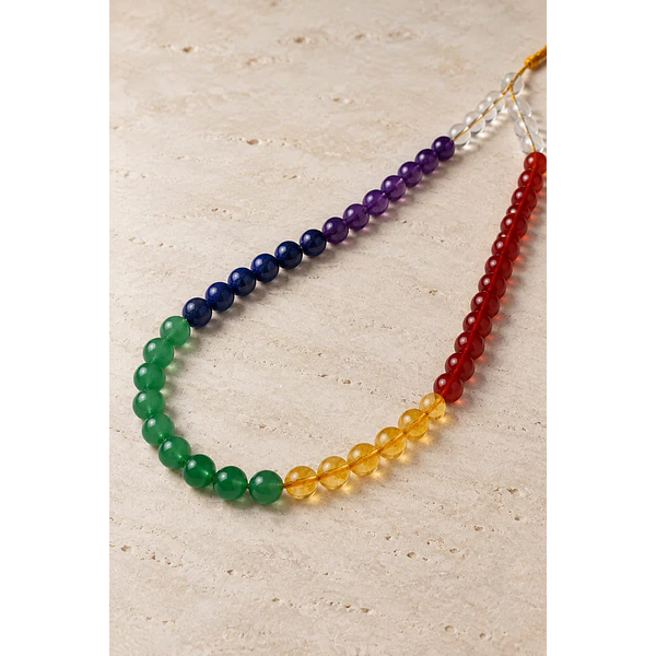 Piedra mix 7 chakras, 8,2 mm, tira de 48 piedras aprox.