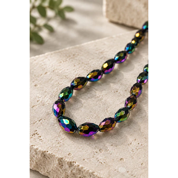 cristal gota color metálico multicolor, 12 mm de largo por 8 mm de ancho, set de 10 unidades aprox.