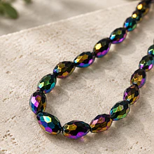 cristal gota color metálico multicolor, 12 mm de largo por 8 mm de ancho, set de 10 unidades aprox.