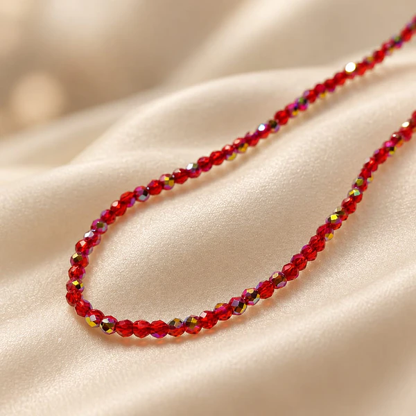 Cristal 1 mm, color rojo tornasol, tira de 18O cristales aprox