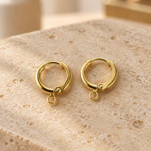 Base de aro baño de oro, 14 mm de diámetro, por par