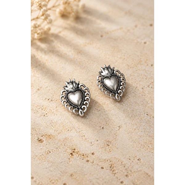 Dije plateado corazón detente, 20 x 15 mm, set de 2 unidades. San Valentin