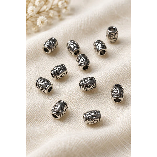 separador plateado con diseño 6 x 4 mm, agujero de 2,5 mm, set de 12 unidades