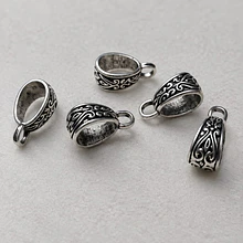Separador plateado con argolla para dije, 13 x 7 mm, set de 5 unidades