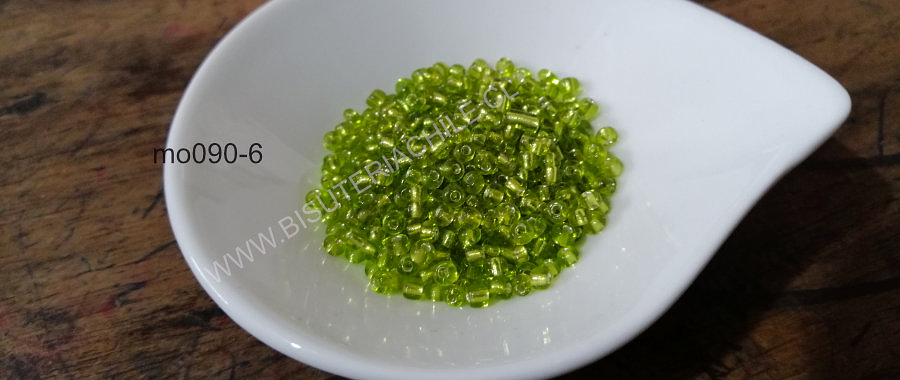 mostacilla verde cristal de 8/0, set de 50 grs