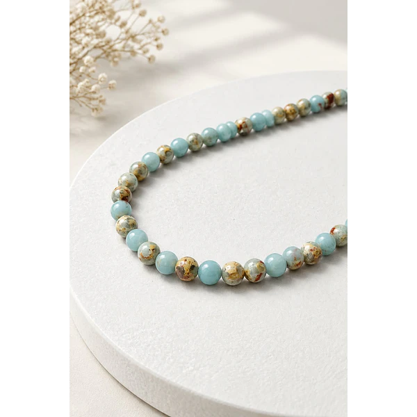 Jaspe aqua 6 mm, tira de 60 piedras aprox