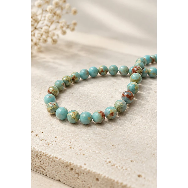 Jaspe aqua 8 mm, tira de 46 piedras aprox