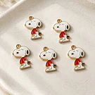 Dije esmaltado snoopy, base dorado, 18 x 11 mm, set de 5 unidades