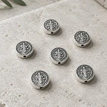 separador plateado San Benito, 10 mm, agujero de 1,5 mm, set de 6 unidades