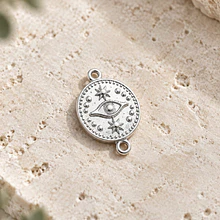Dije baño de plata doble conexión ojo de orus diseño de moda, 23 x 16 mm, por unidad