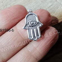 mano de hamsa, baño de plata, 23 x 15 mm, por unidad