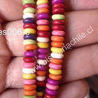 Perla de resina multicolor achatada, 6 mm, tira de 150 perlas aprox