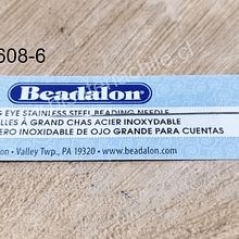 Aguja de acero inoxidable de ojo grande para cuentas, largo 5.7 mm de largo, marca beadalon
