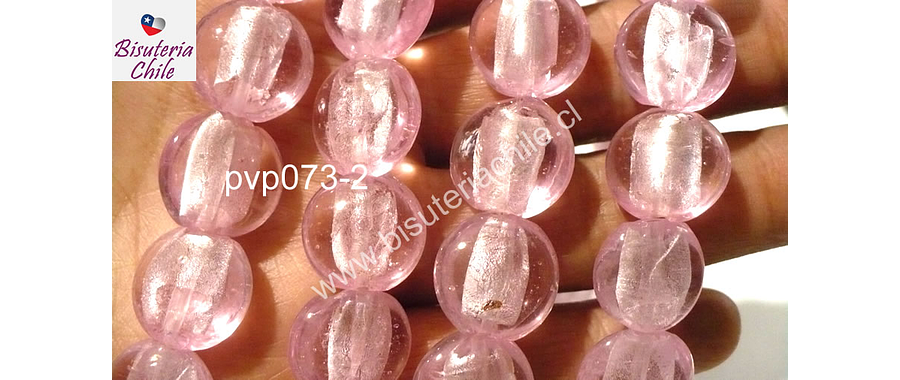 Vidrio Hindu rosado, de 15 mm de diámetro, tira de 20 cuentas