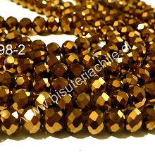 Cristal chino facetado dorado, 8 mm de diámetro por 6 mm de largo set de 68 unidades -