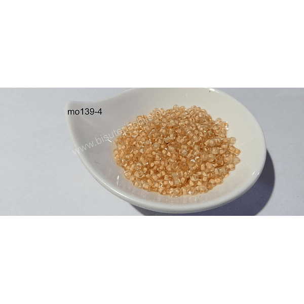 Mostacilla crema cristal, 8/0 (3 mm), bolsa de 50 grs.