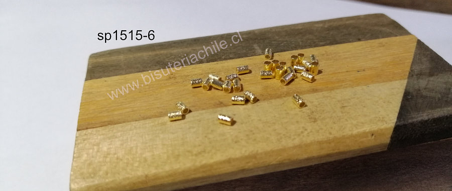 Separador baño de oro, 3 x 2 mm, agujero de 1,5, set de 1 grs, (23 aprox)