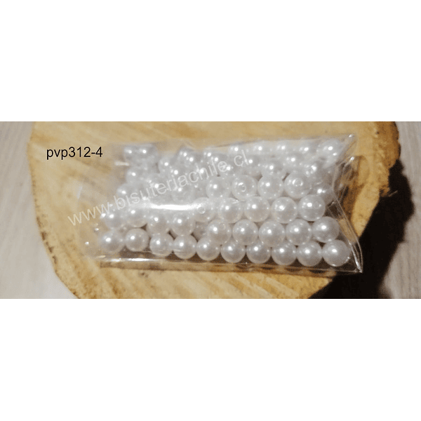 Perla fantasía en color blanco, de 10 mm, set 20 grs (38 aprox)