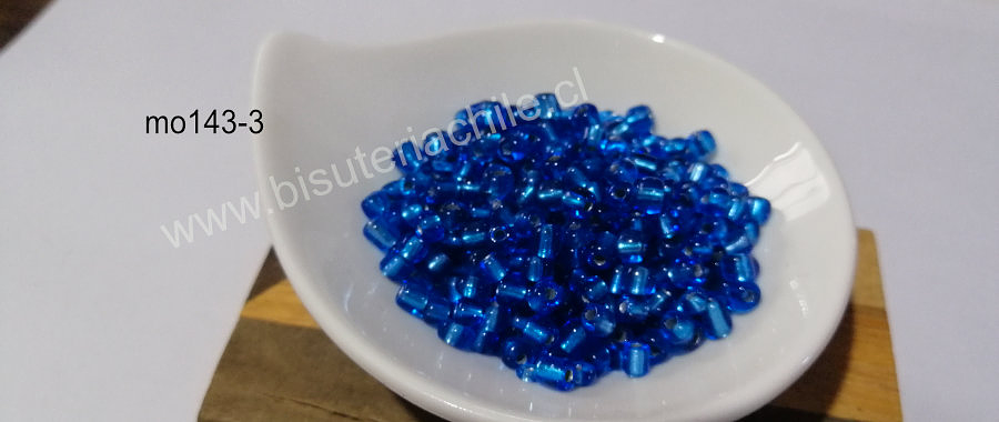 Mostacillón color azul cristal, bolsa de 50 grs. (6/0)