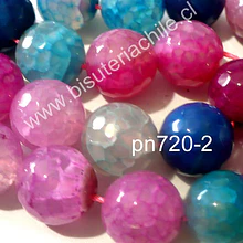 Agatas, Agata 14 mm en tonos celestes, azules y rosados, tira de 12 unidades