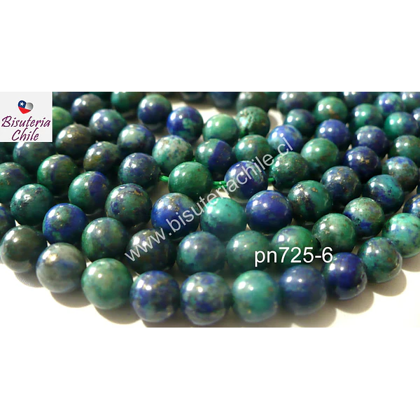 Azurita 6 mm, tira de 60 piedras aprox.