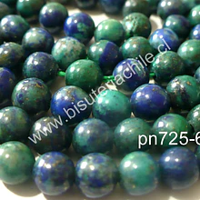 Azurita 6 mm, tira de 60 piedras aprox.