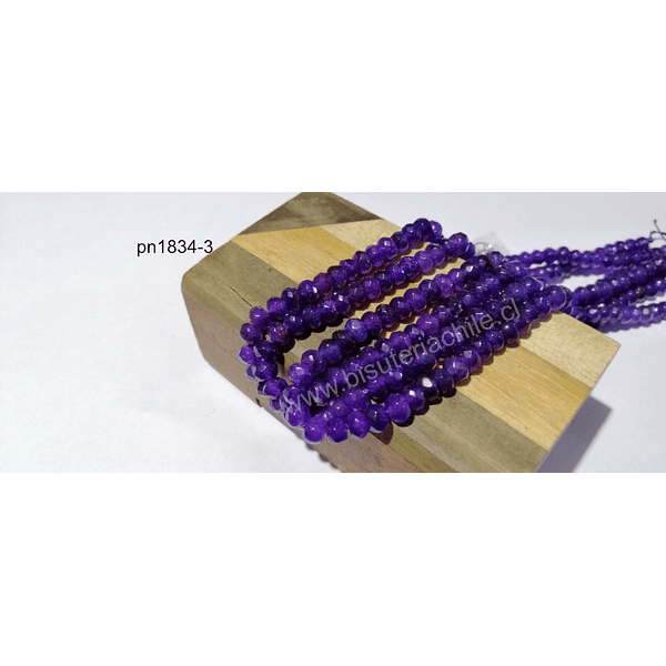 Agatas, Agata RONDELL facetada morada de 6, tira de 88 piedras aprox.