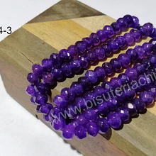 Agata color morado, RONDELL, de 4 mm, tira de 115 piedras
