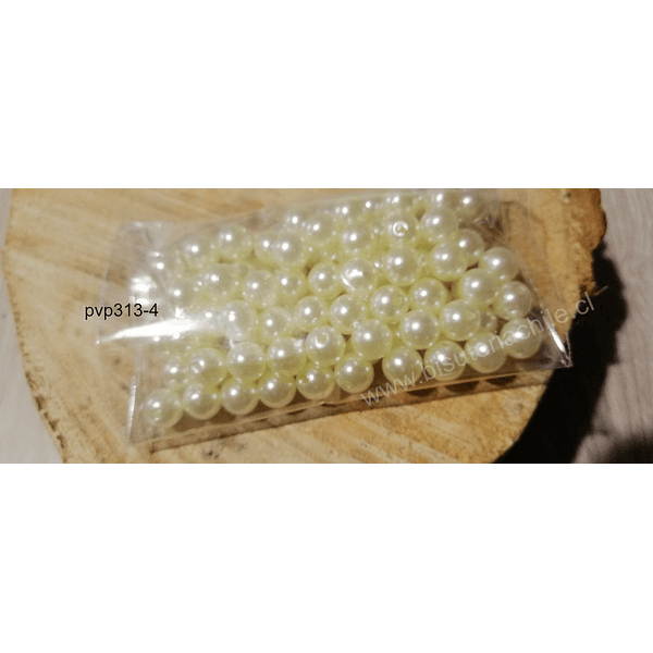 Perla fantasía en color crema, de 10 mm, set 20 grs de (40 aprox)