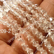 Cristal tupi 4 mm, color blanco transparente, tira de 78 cristales